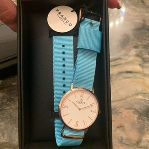 NWT Franco watch Turquoise fabric band